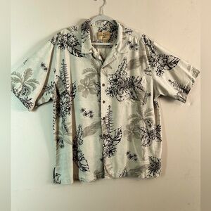 Men’s Casual Silk Tropical Button Down Shirt